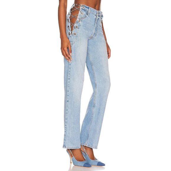 EB Denim Blue Denim Vintage Chain Boyfriend Jeans Daphne Size XS $350 NWT! - Picture 2 of 8
